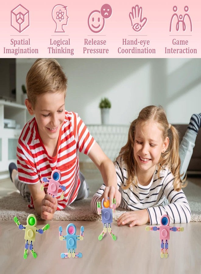 REHALY Robot Fidget Spinners Toys Transformable Fingertip Gyro Chain Toy Deformable DIY Stress Relief Fidget Toy for Adults Kids ADHD Autism Pinata Goodie Bag Birthday School Prizes Gift(24 PCS) - Image 3